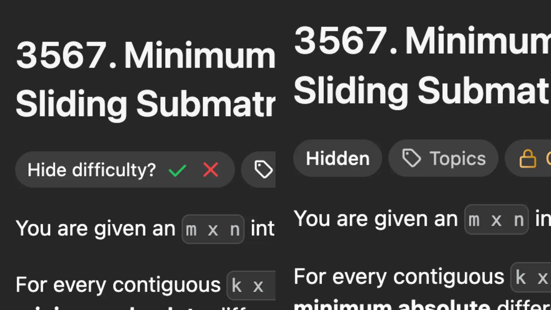 Chrome extension hiding LeetCode difficulty for focused problem solving practice