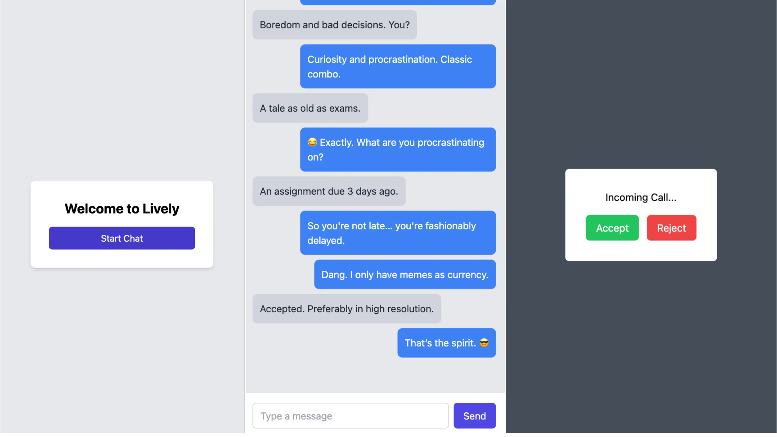 Real time chat and video calling app using WebSockets WebRTC